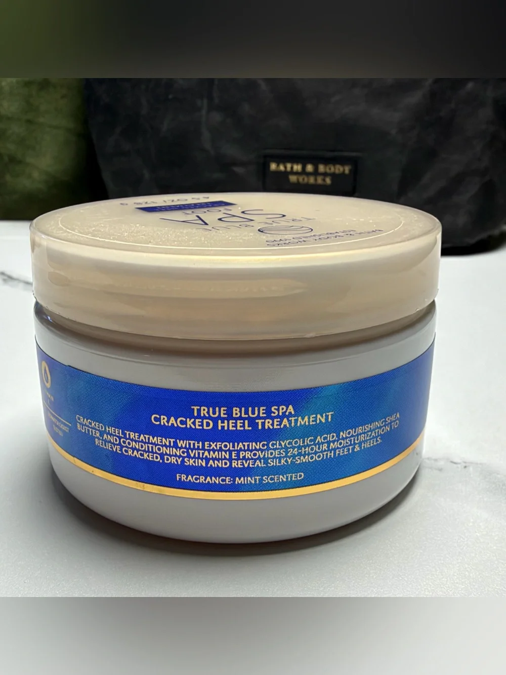 Bath & Body Works Black Tote with Blue True Blue Spa Creams Bundle